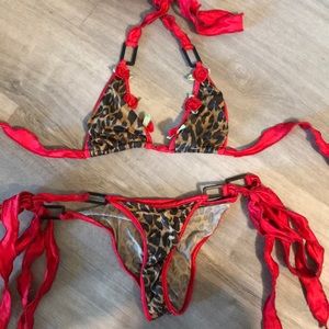 Scrunch Butt Leopard Rose Bikini